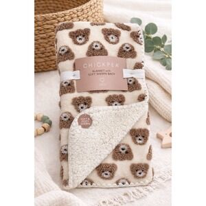 New Chickpea Chick Pea Teddy Bear Plush Luxury Soft Sherpa Baby Blanket 30 x 40"